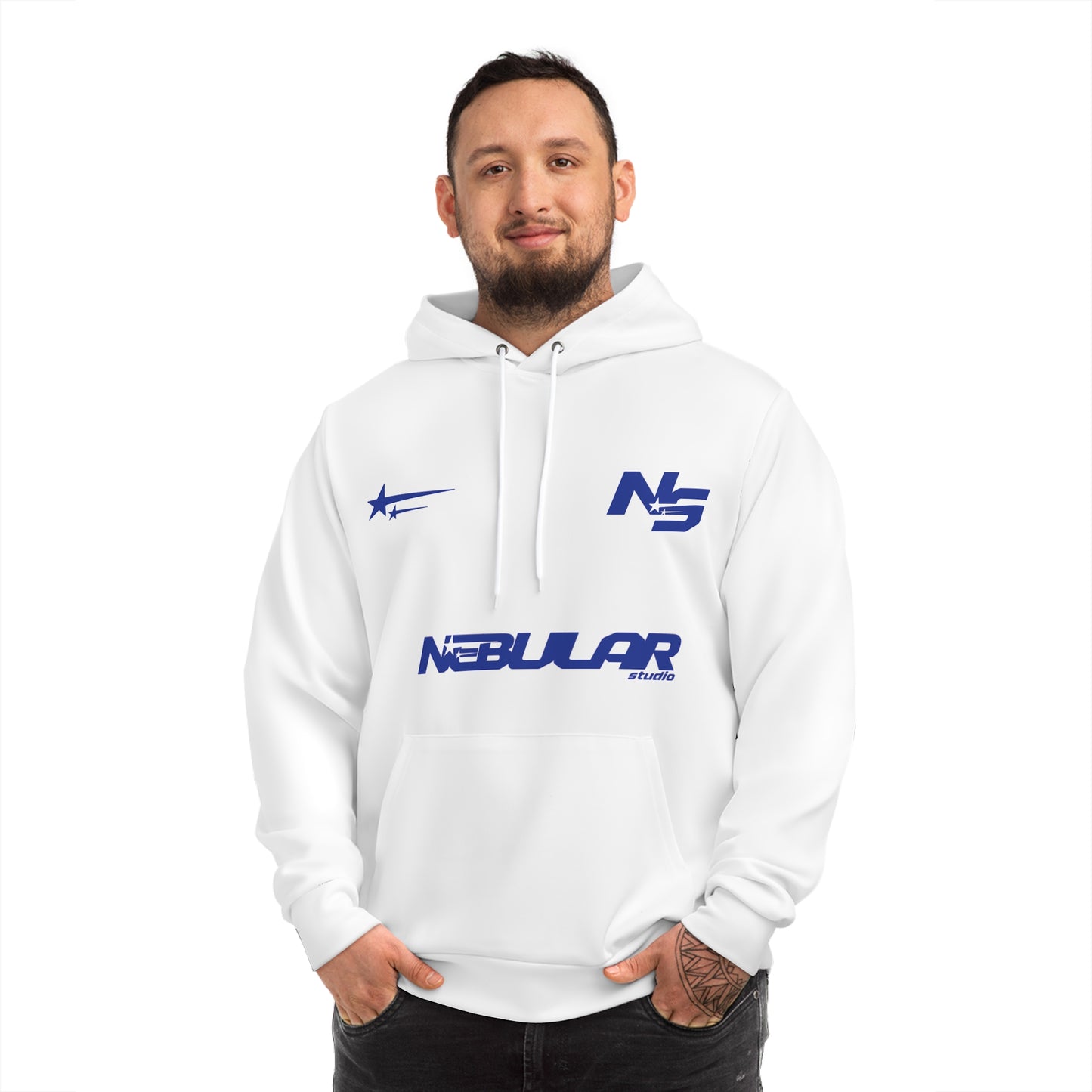Nebular Studio Graphic Hoodie - Bold Blue Streetwear Pullover